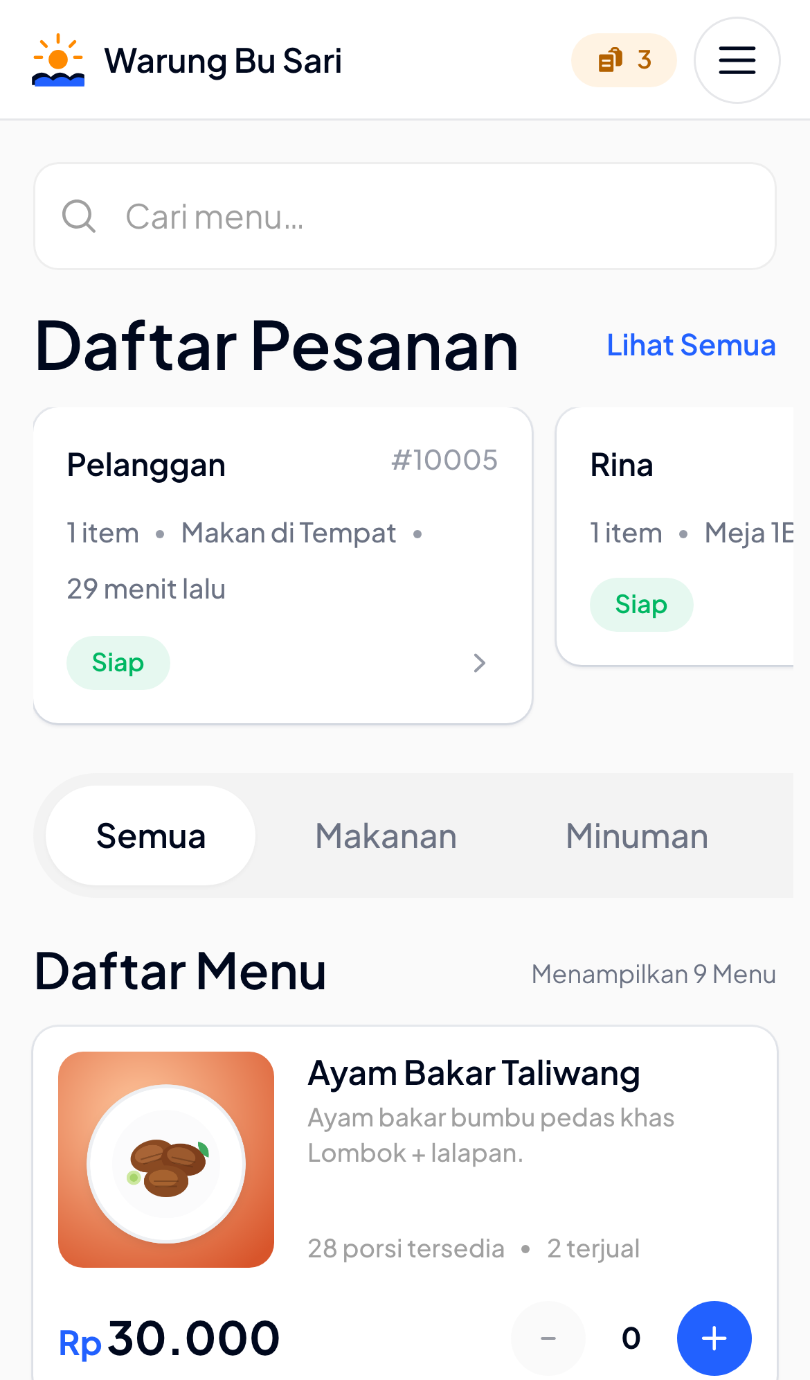 Tampilan kasir TokoKu